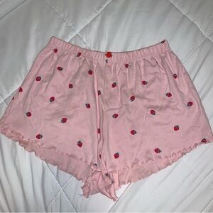 Pink Strawberry Print Shorts Size M
